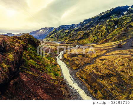 The landscape of Thorsmork in highland of Iceland. The landscape of Thorsmork in highland of Iceland. 58295719