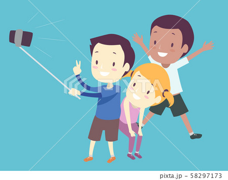 Kids Smart Phone Selfie Illustration Kids Smart Phone Selfie Illustration 58297173