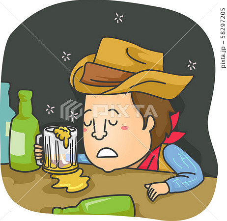 Man Cowboy Drunk Illustration 58297205