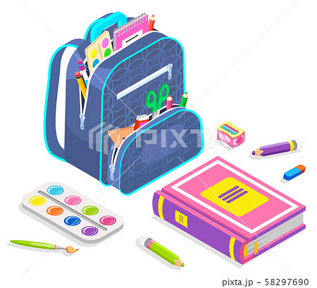 School Chancery, Backpack with Notebook Vector 58297690