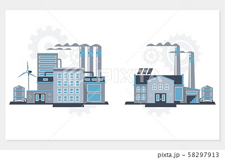 Industrial building factory and power plants icon set.vector industrial building illustrations. 58297913