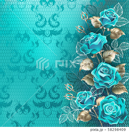 Composition with turquoise roses 58298409