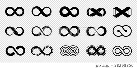 Loop symbols. Infinity vector icons set. Black mobius loop collection 58298856