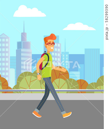 Man Walking on Street, City and Urban Landscape 58299390