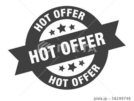 hot offer sign. hot offer black round ribbon hot offer sign. hot offer black round ribbon 58299748