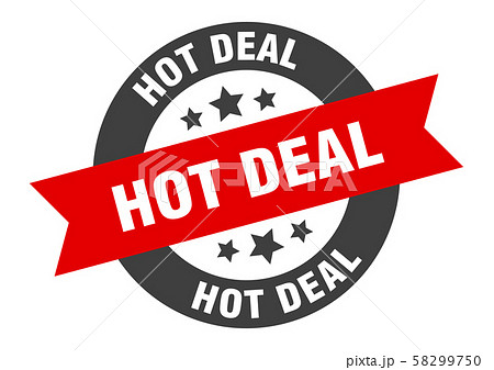 hot deal sign. hot deal black-red round ribbon hot deal sign. hot deal black-red round ribbon 58299750