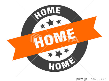 home sign. home orange-black round ribbon sticker 58299752