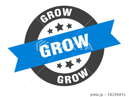 grow sign. grow blue-black round ribbon sticker grow sign. grow blue-black round ribbon sticker 58299841