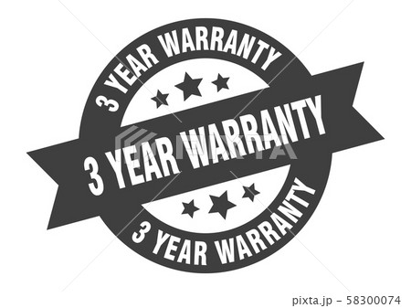 3 year warranty sign. 3 year warranty black round 58300074