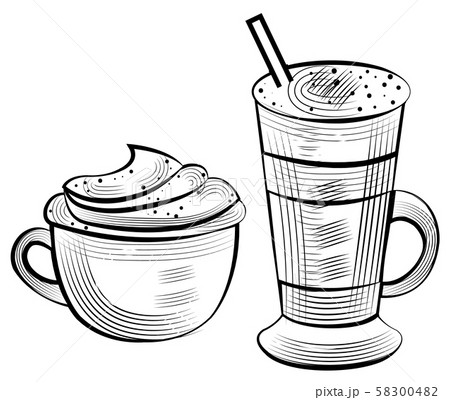 Sketch of Coffee, Cappuccino and Latte Vector Sketch of Coffee, Cappuccino and Latte Vector 58300482