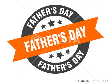 father's day sign. father's day orange-black round 58300657