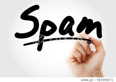 Hand writing Spam text with marker 58300871