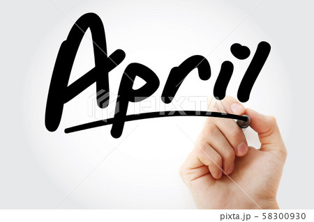 Hand writing April with marker Hand writing April with marker 58300930