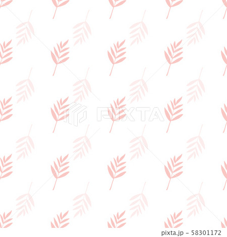 Seamless repeat vector floral pattern. Pinnate leaf background in coral pink on white backdrop 58301172