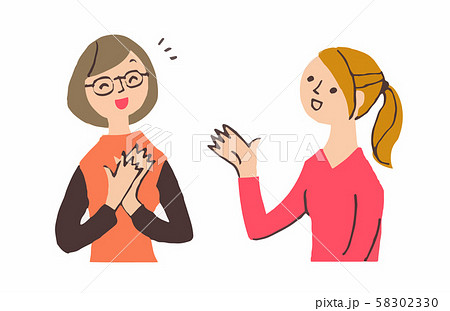 会話する若い女性二人 58302330