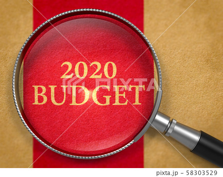 2020 Budget through Loupe on Book Title Page. 2020 Budget through Loupe on Book Title Page. 58303529