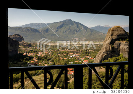 Landscape with monasteries in Meteora, Greece. Landscape with monasteries in Meteora, Greece. 58304356
