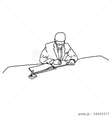 businessman writing onnotebook at big table vector businessman writing onnotebook at big table vector 58305377