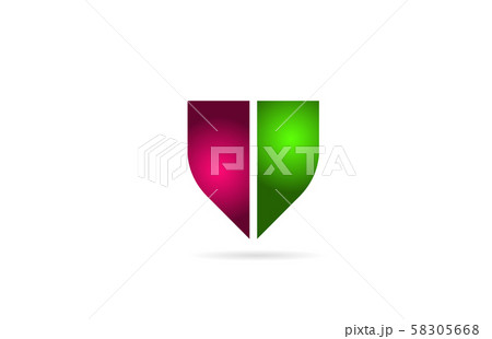 pink green color V letter logo alphabet for icon 58305668