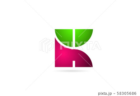 pink green color K letter logo alphabet for icon 58305686