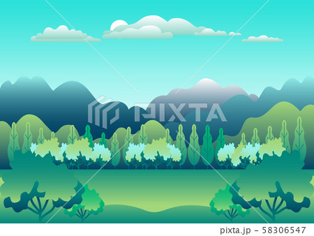 Hills and mountains landscape in flat style 58306547
