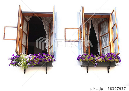 open windows with flowers open windows with flowers 58307937