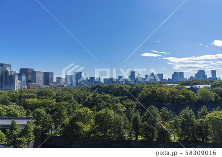 【都市風景】 美しい東京　丸の内　皇居 58309016