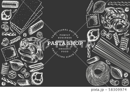 Italian pasta design template. Hand drawn vector 58309974