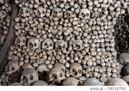 Human skulls and bones in ossuary Sedlec Kostnice 58310793