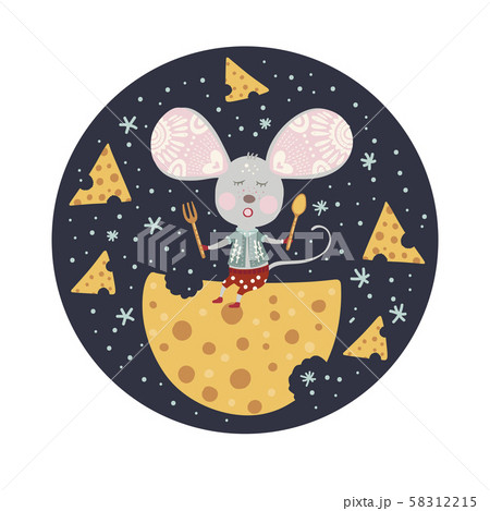 Chirstmas vector cartoon mouse in a flat style. 58312215
