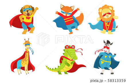 Cute Animals Dressed As Superheroes Vector のイラスト素材