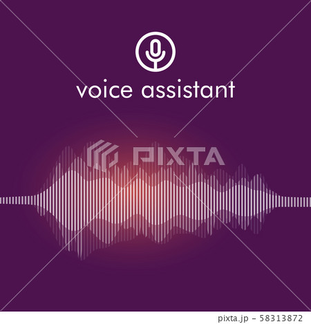 Microphone button with bright voice and sound imitation waves. Microphone button with bright voice and sound imitation waves. 58313872