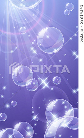 海 水中 綺麗な泡の背景イラスト キラキラのイラスト素材 58314341