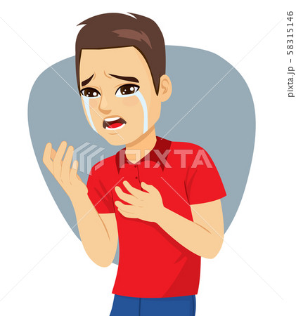 Young sad upset desperate man crying resentment and pain 58315146