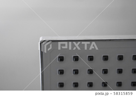 Square shower head in a modern bathroom. Shower in the bathroom with water spray or water. Feel Square shower head in a modern bathroom. Shower in the bathroom with water spray or water. Feel 58315859