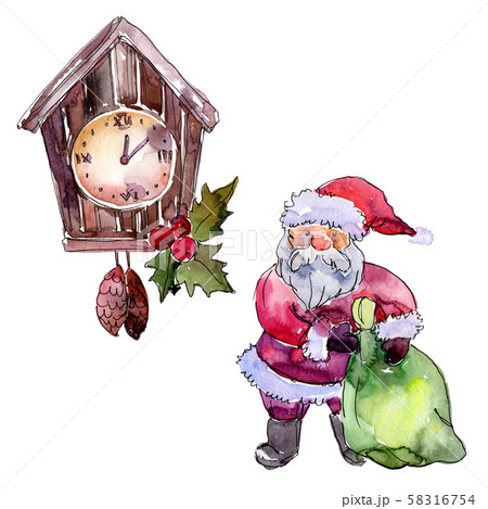 Christmas winter holiday symbol isolated. Watercolor background set. Isolated christmas illustration Christmas winter holiday symbol isolated. Watercolor background set. Isolated christmas illustration 58316754