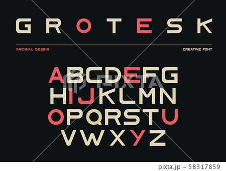 Latin alphabet, sans serif font in grotesk style 58317859