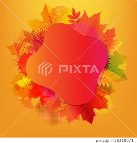 Autumn Banner With Colorful Stain And Leaves 58319071