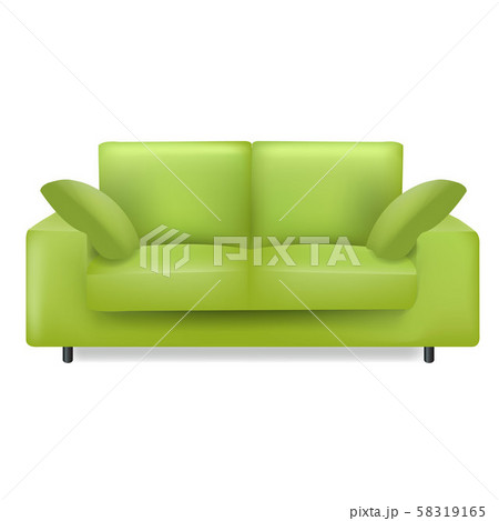 Green Sofa And Pillows Isolated White Background Green Sofa And Pillows Isolated White Background 58319165