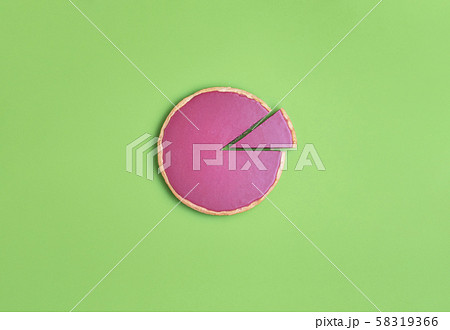 Ruby chocolate pie and one slice cut. Just one 58319366