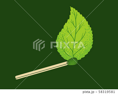 Vintage icon of match with leaf 58319581