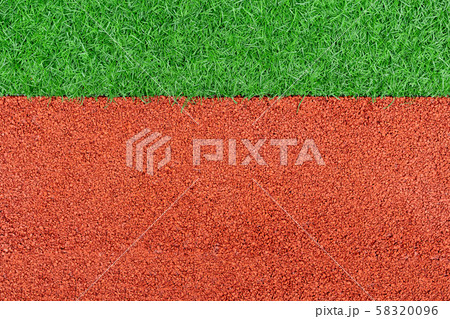 red rubber playground and artificial green grass red rubber playground and artificial green grass 58320096