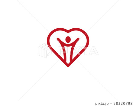healthy person open hands inside a heart logo design illustration on white background healthy person open hands inside a heart logo design illustration on white background 58320798