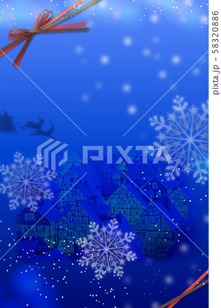 雪降る街のクリスマスカード B-2 ハガキサイズ 雪降る街のクリスマスカード B-2 ハガキサイズ 58320886