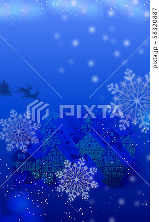 雪降る街のクリスマスカード B-3 ハガキサイズ 58320887