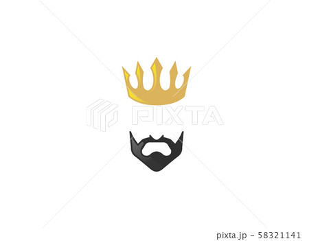 Lord and king golden Crown with black Beard logo design illustration on white background Lord and king golden Crown with black Beard logo design illustration on white background 58321141