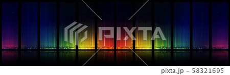 Equality city concept. Panorama colorful night city. Rainbow colors. LGBT concept. 58321695