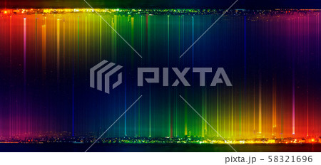 Equality city concept. Panorama colorful night city. Rainbow colors. LGBT concept. 58321696