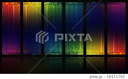 Equality city concept. Panorama colorful night city. Rainbow colors. LGBT concept. 58321702