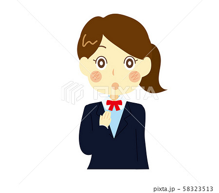 驚いているものの安堵の表情を浮かべる女子高生のイラスト 安心のイラスト素材